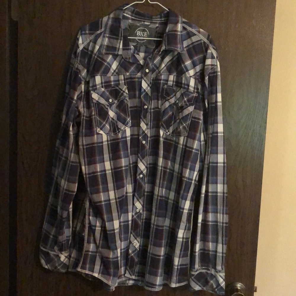 BKE men’s athletic fit pearl snap